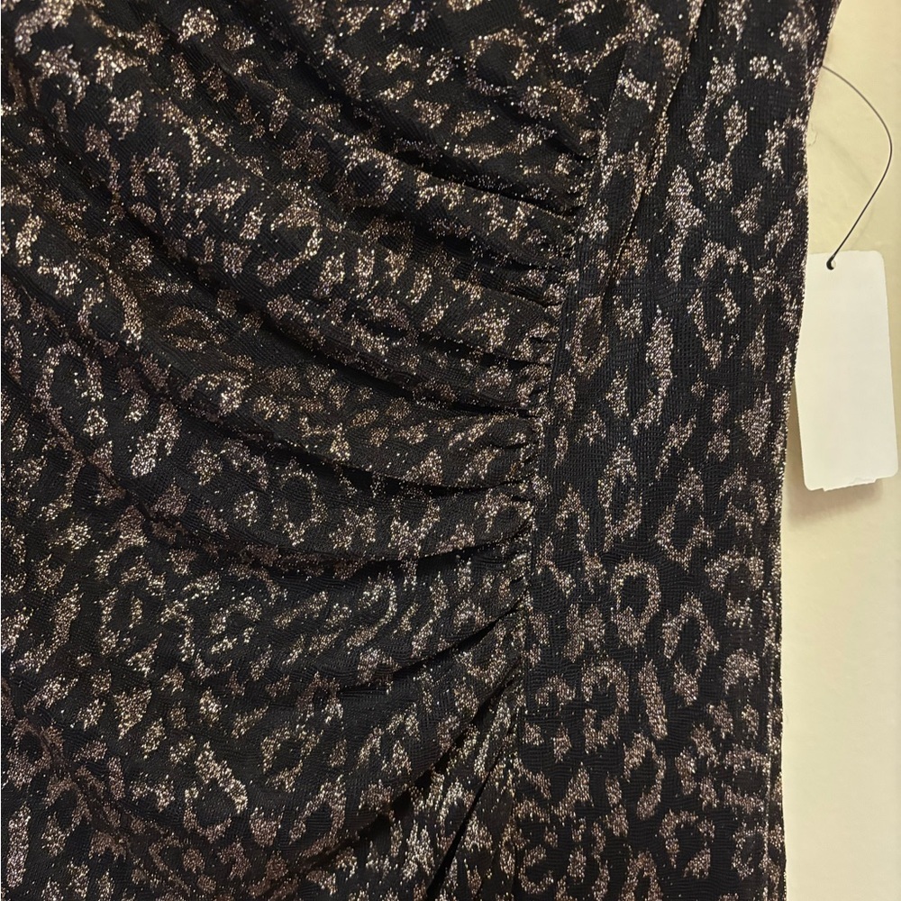Vince Camuto Black and Gold Ruched Asymmetrical Sheath Dress - Picture 6 of 12